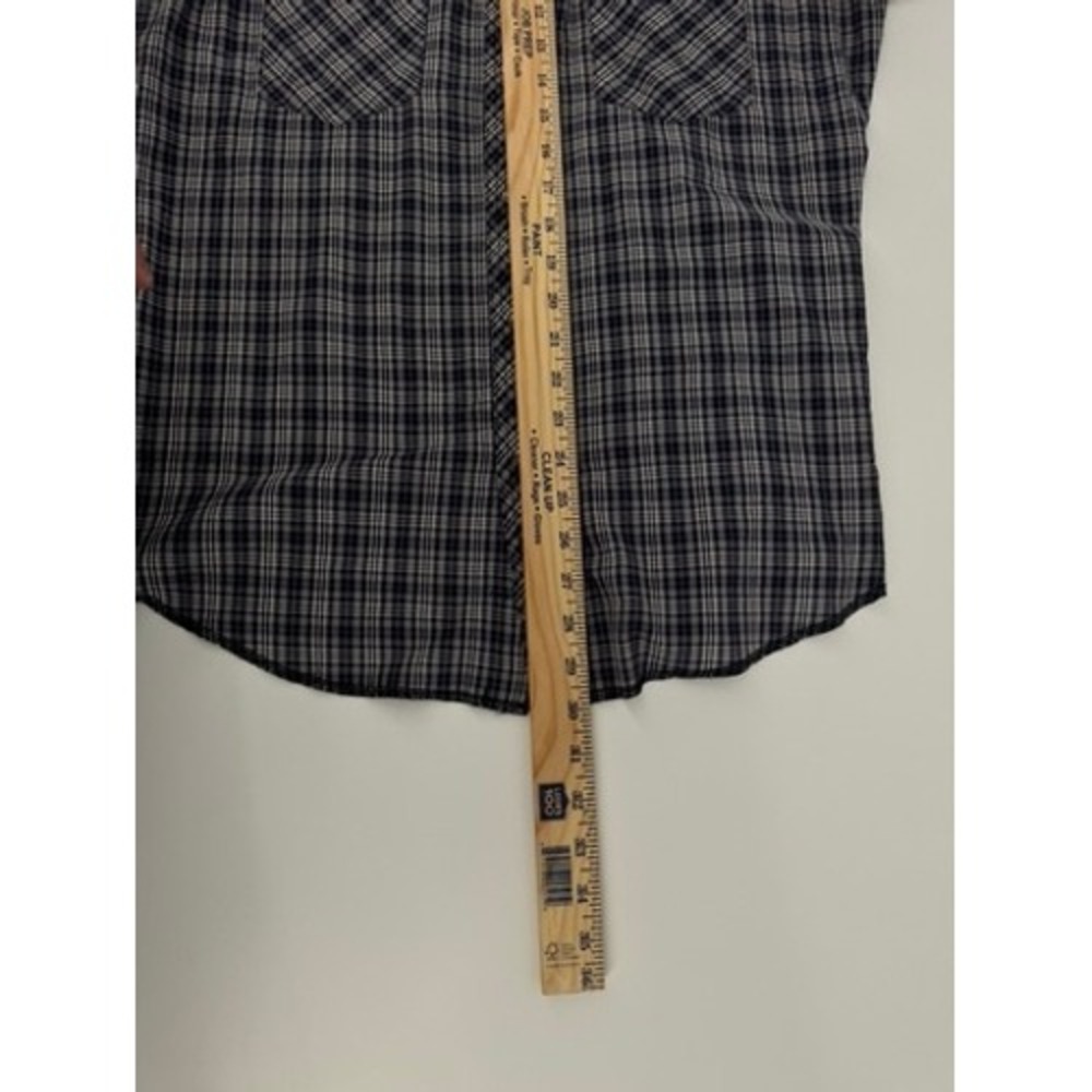 Wrangler Western Shirt Mens M Blue Plaid Laser Cat Embroidery Pearl Snap - Picture 7 of 10